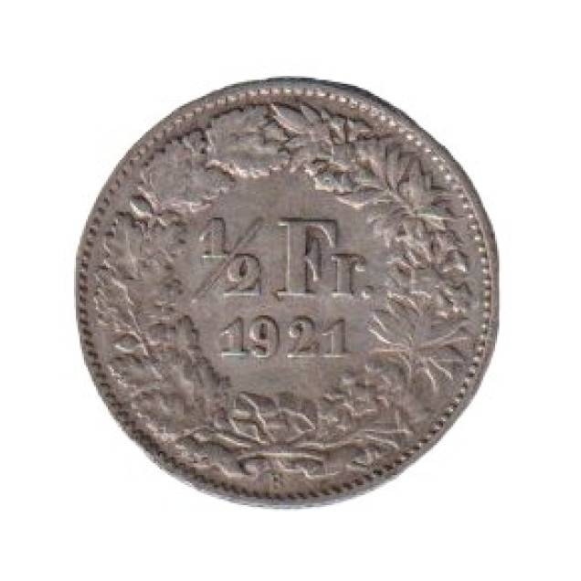 Svájc 1/2 franc  1921. Ezüst 2,5gr/835