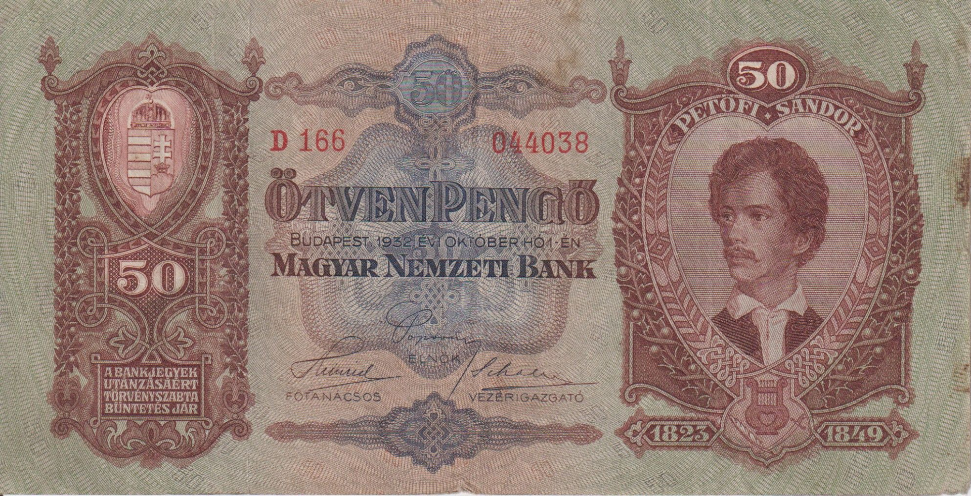 50 Pengő 1932. D 166
