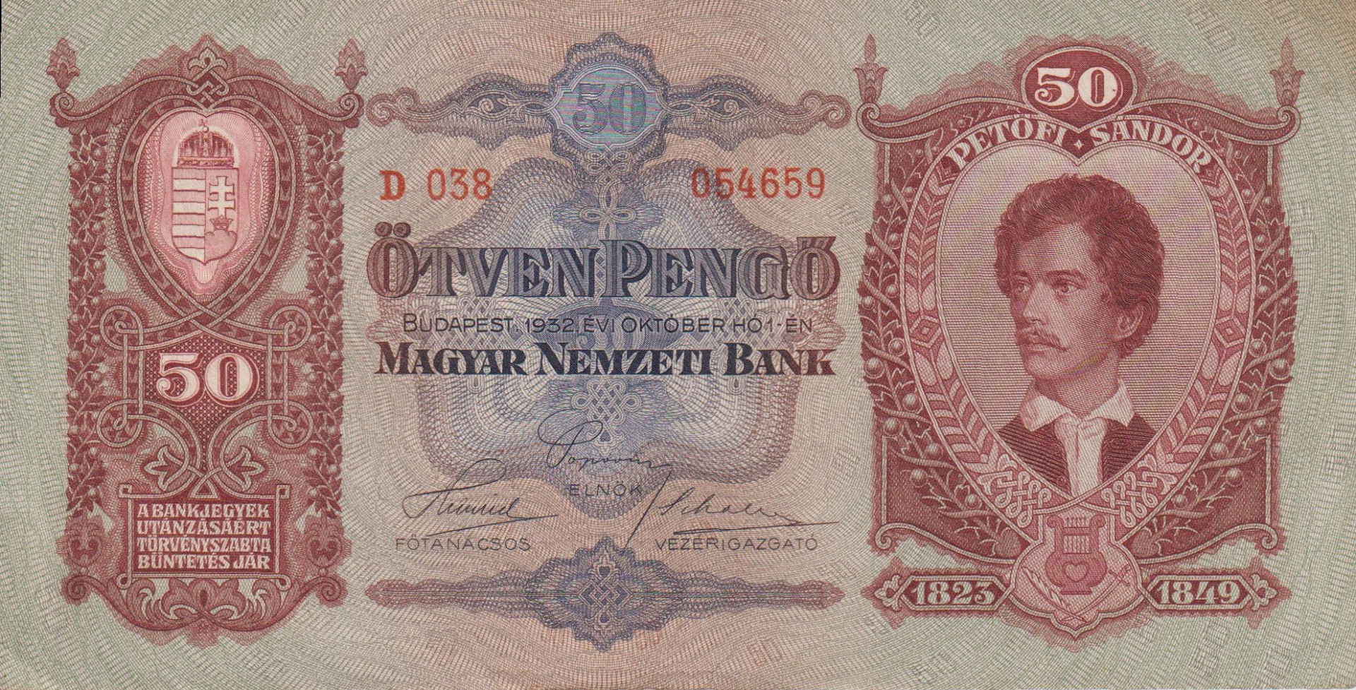 50 Pengő 1932. D 038