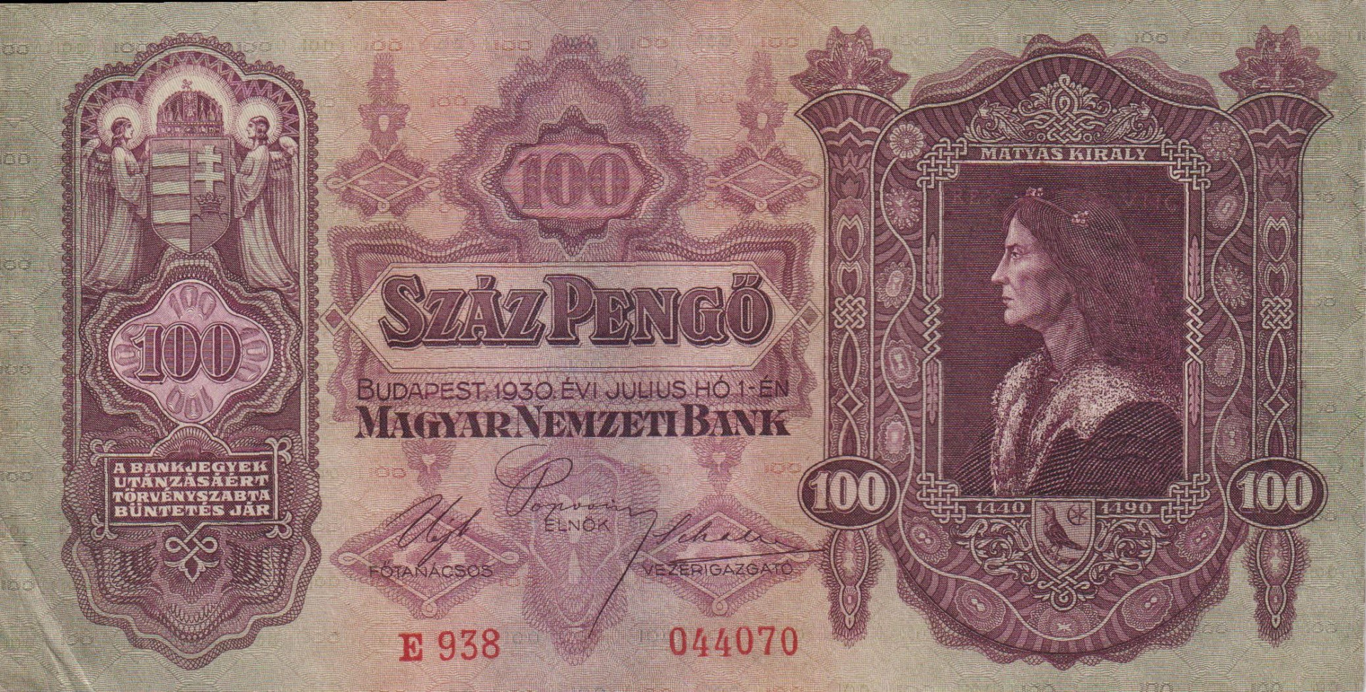 100 Pengő 1930. E 938