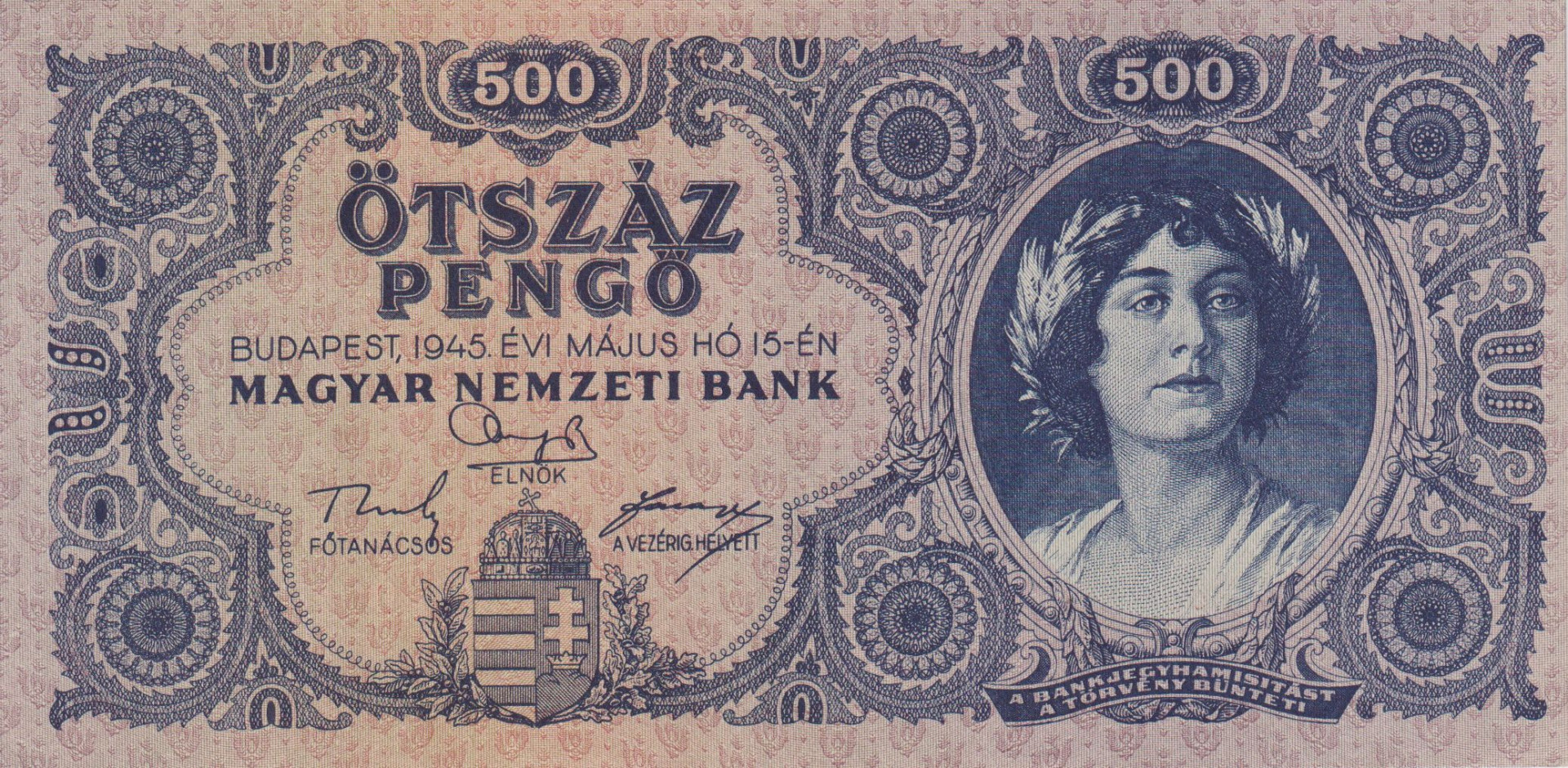 500 Pengő 1945. K 288