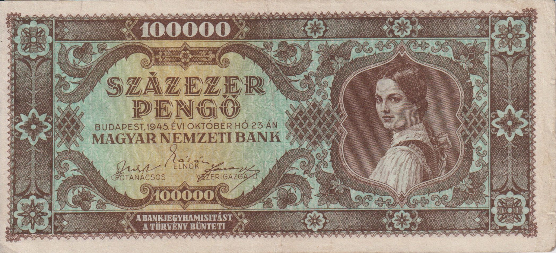 100.000 Pengő 1945. M 548