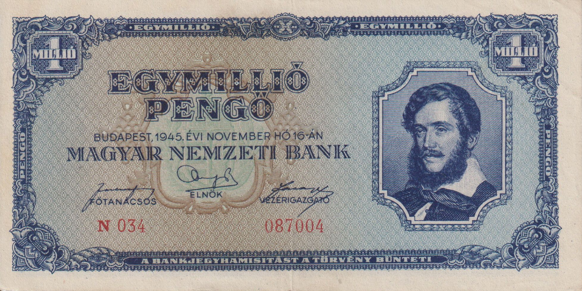 Egymillió Pengő 1945. N 034
