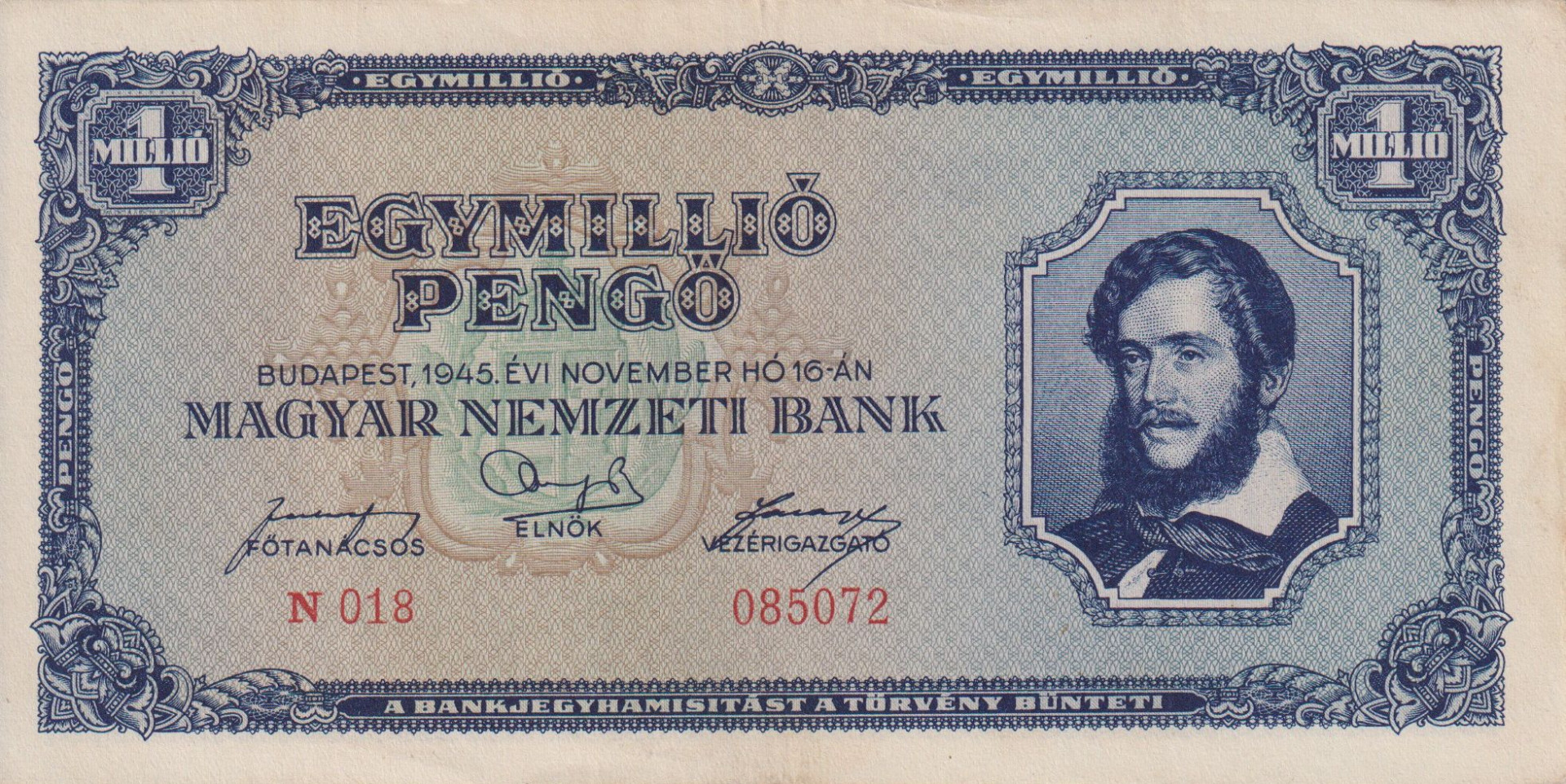 Egymillió Pengő 1945. N 018