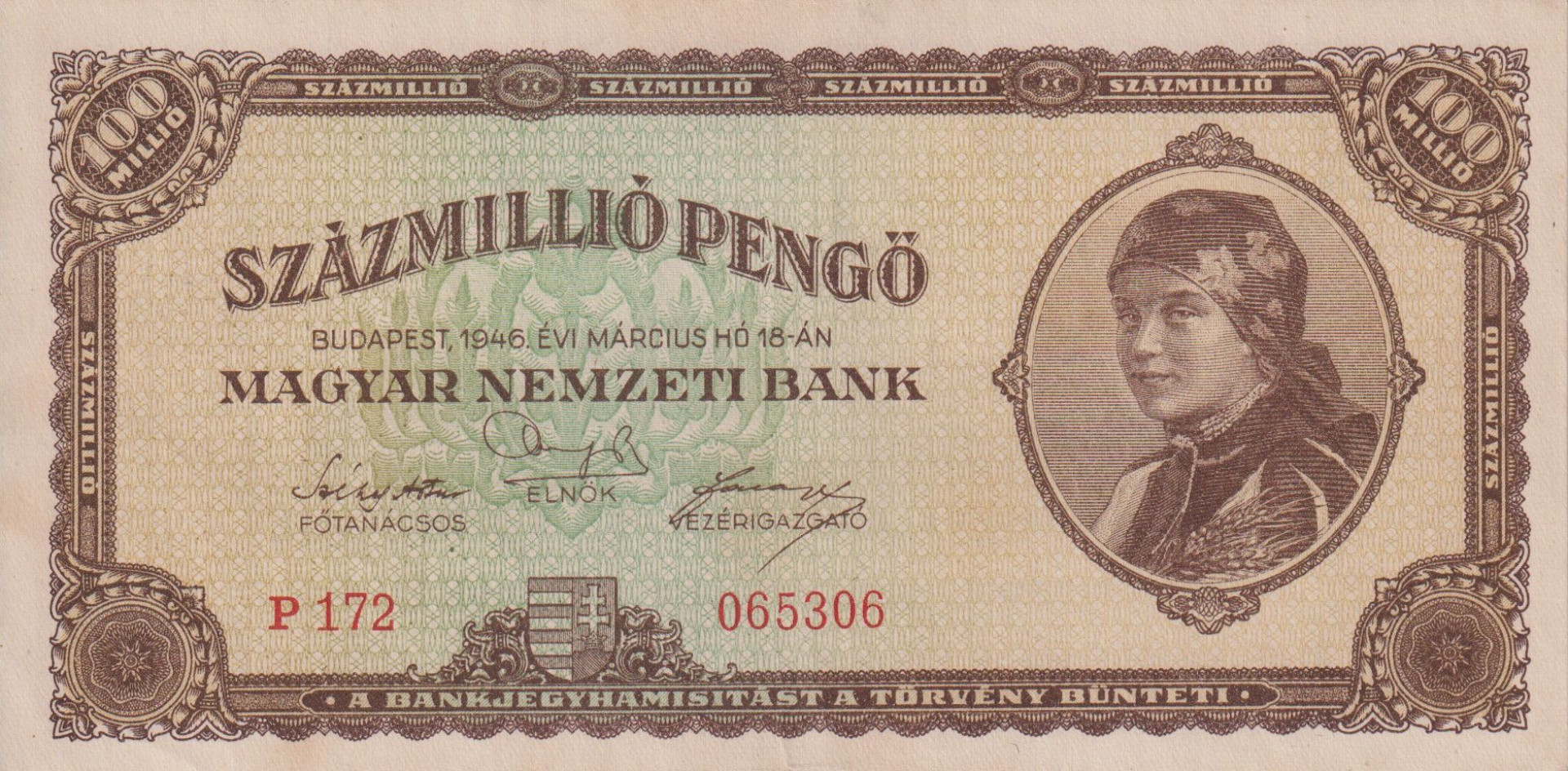Százmillió Pengő 1946. P 172