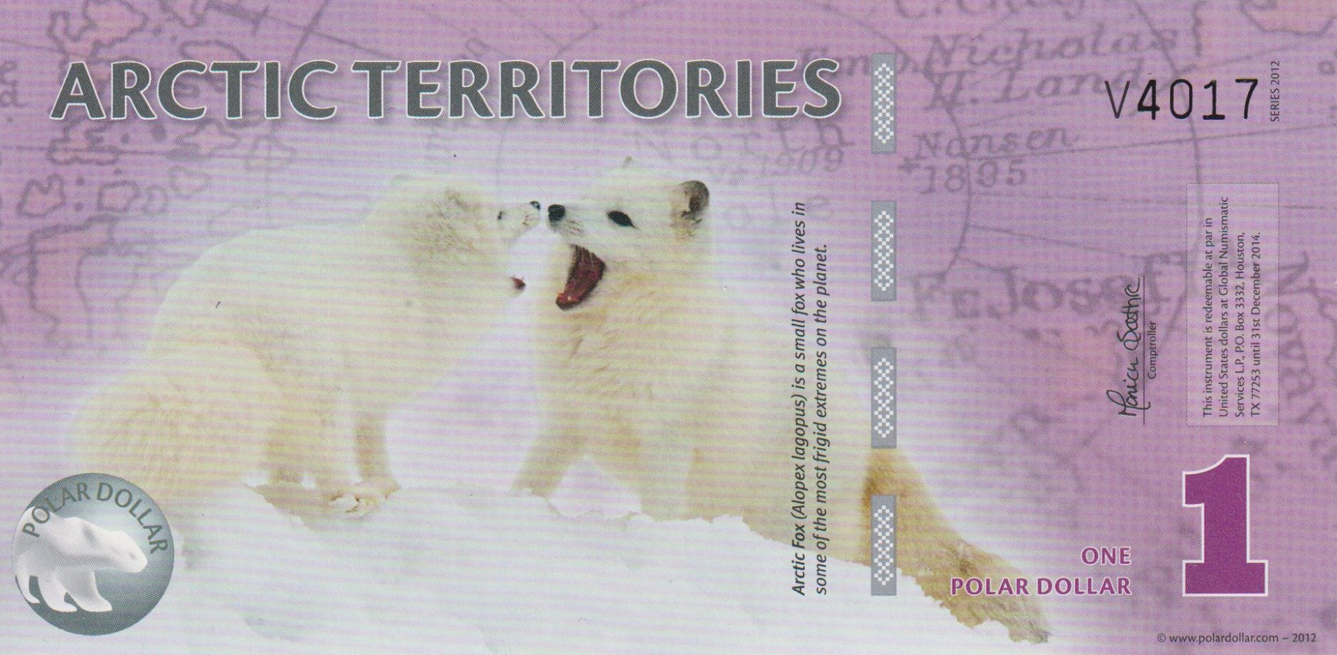 Arctic Territories 1 dollár 2012.ser. polimer