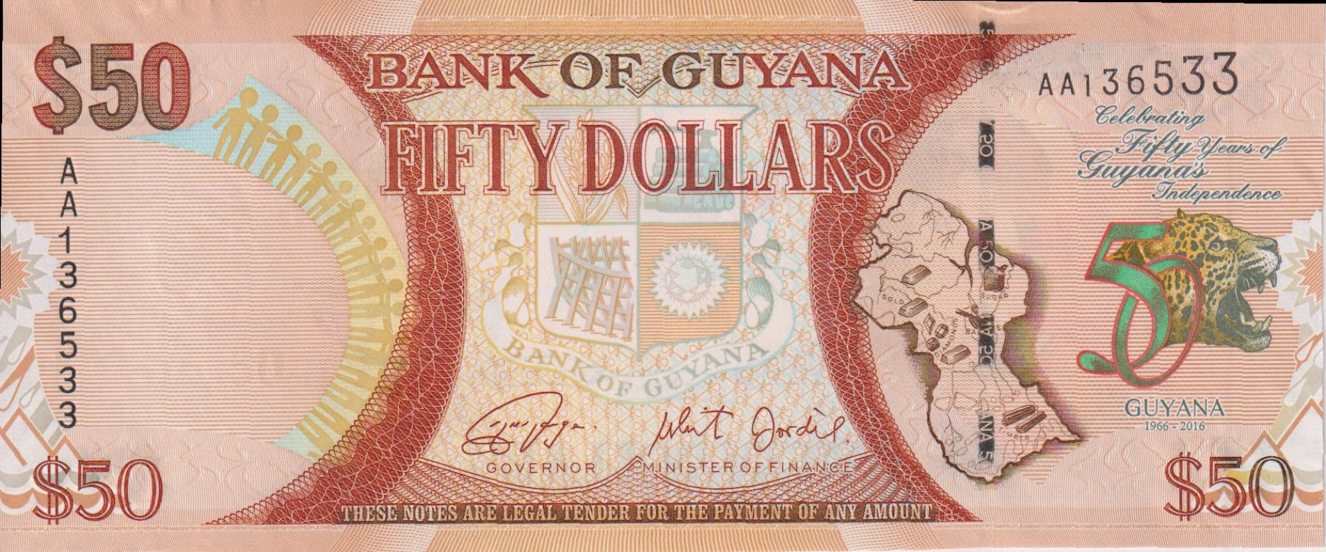 Guyana 50 dollár 2016.