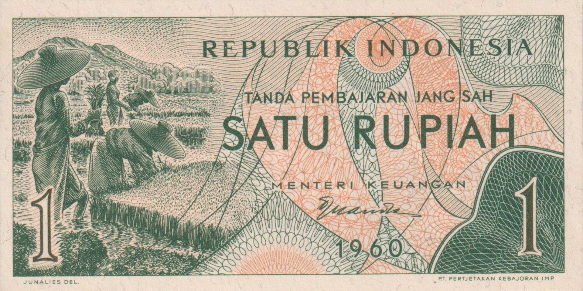 Indonézia 1 rupiah 1960.