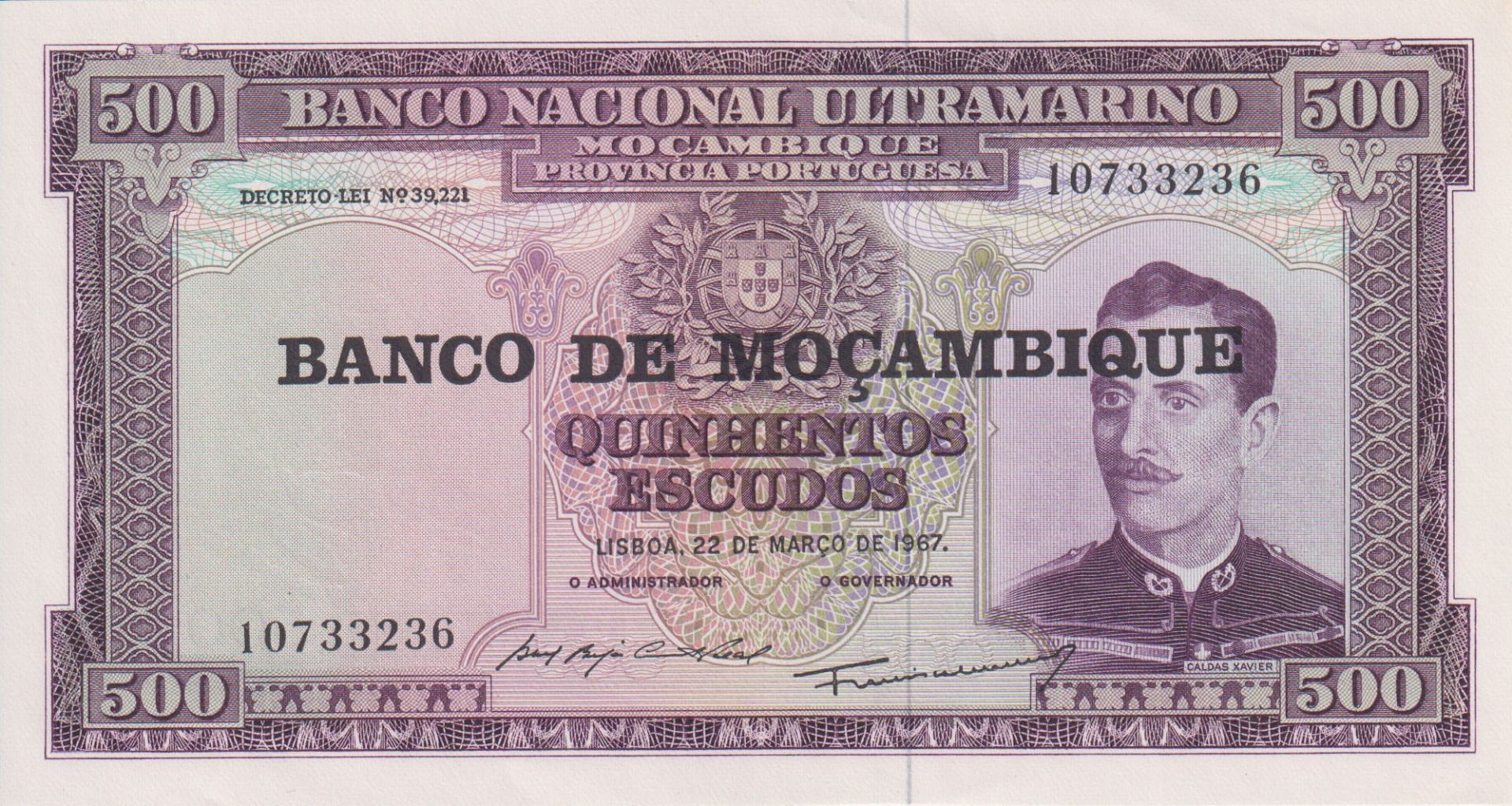 Mozambik 500 escudos 1967.