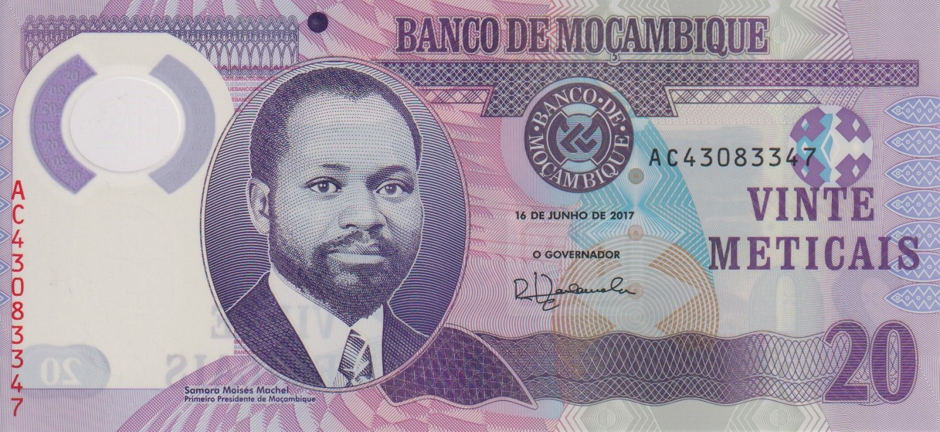 Mozambik 20 meticais 2017. polimer