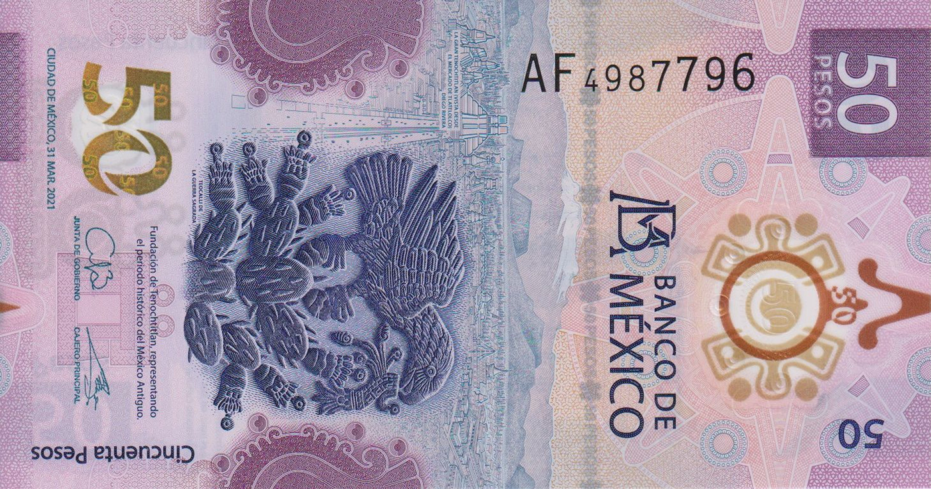 Mexikó 50 pesos 2021. polimer