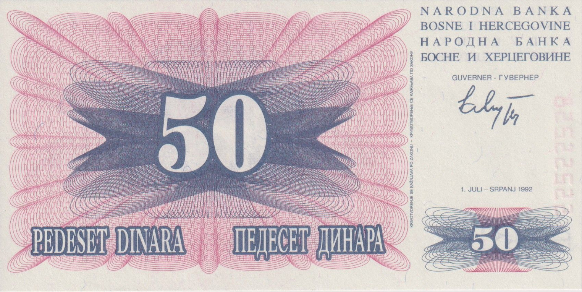 Bosznia-Hercegovina 50 dinár 1992.
