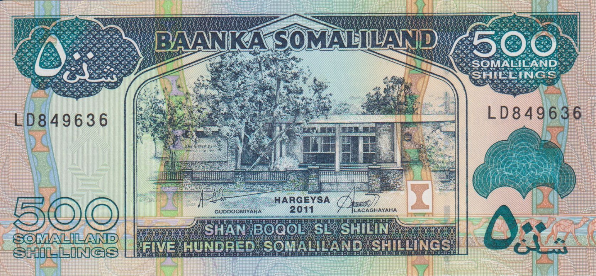 Szomáliföld 500 shillings 2011.