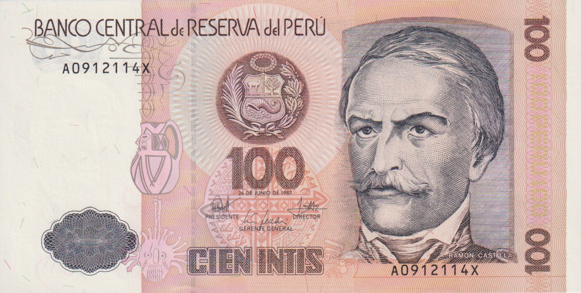 Peru 100 intis 1987.
