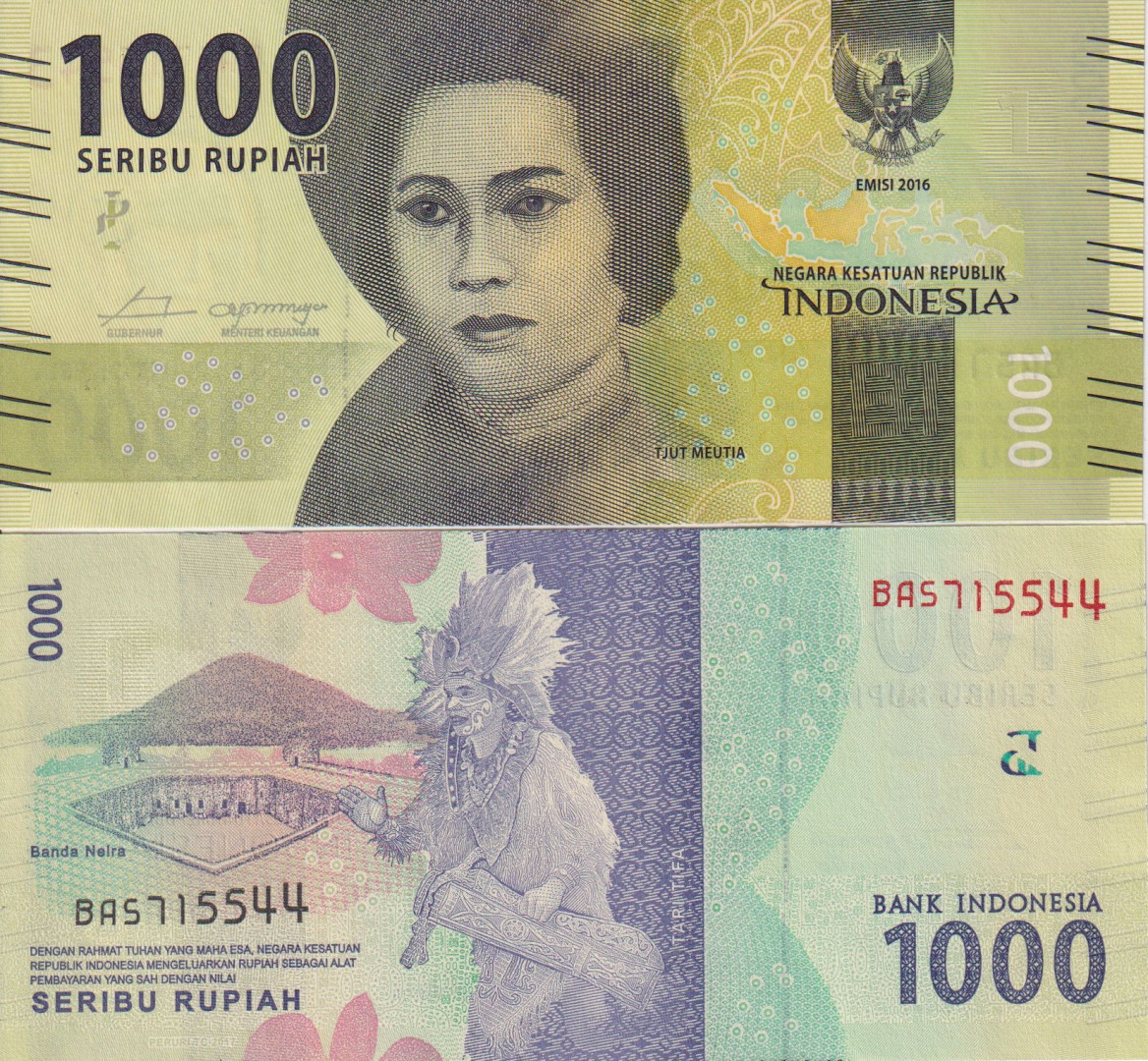 Indonézia 1000 rupiah 2016.  P 154