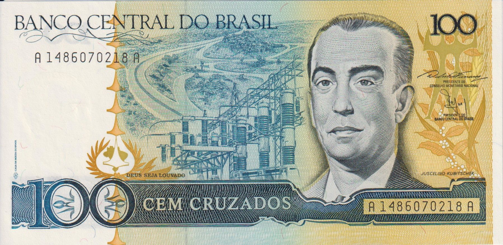 Brazilia 100 cruzados 1986-1988. P 211b
