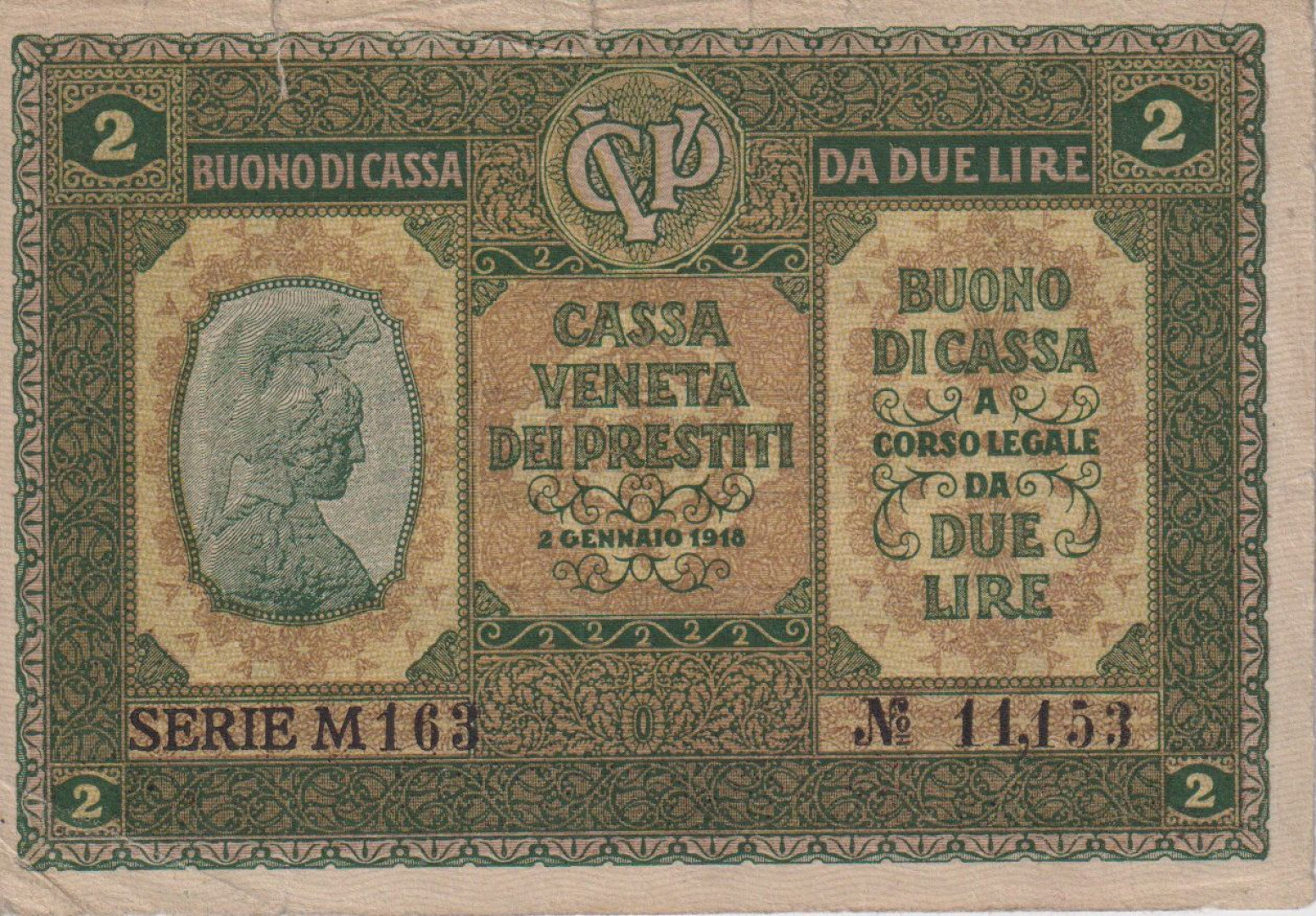Olaszország 2 lira 1918.  M5