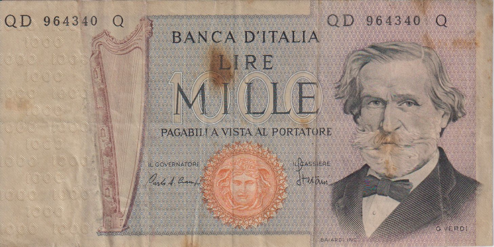 Olaszország 1000 lira 1969.   P 101a