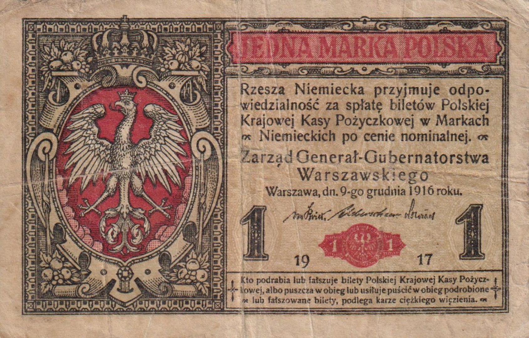 Lengyelország 1 márka 1917.   P 2
