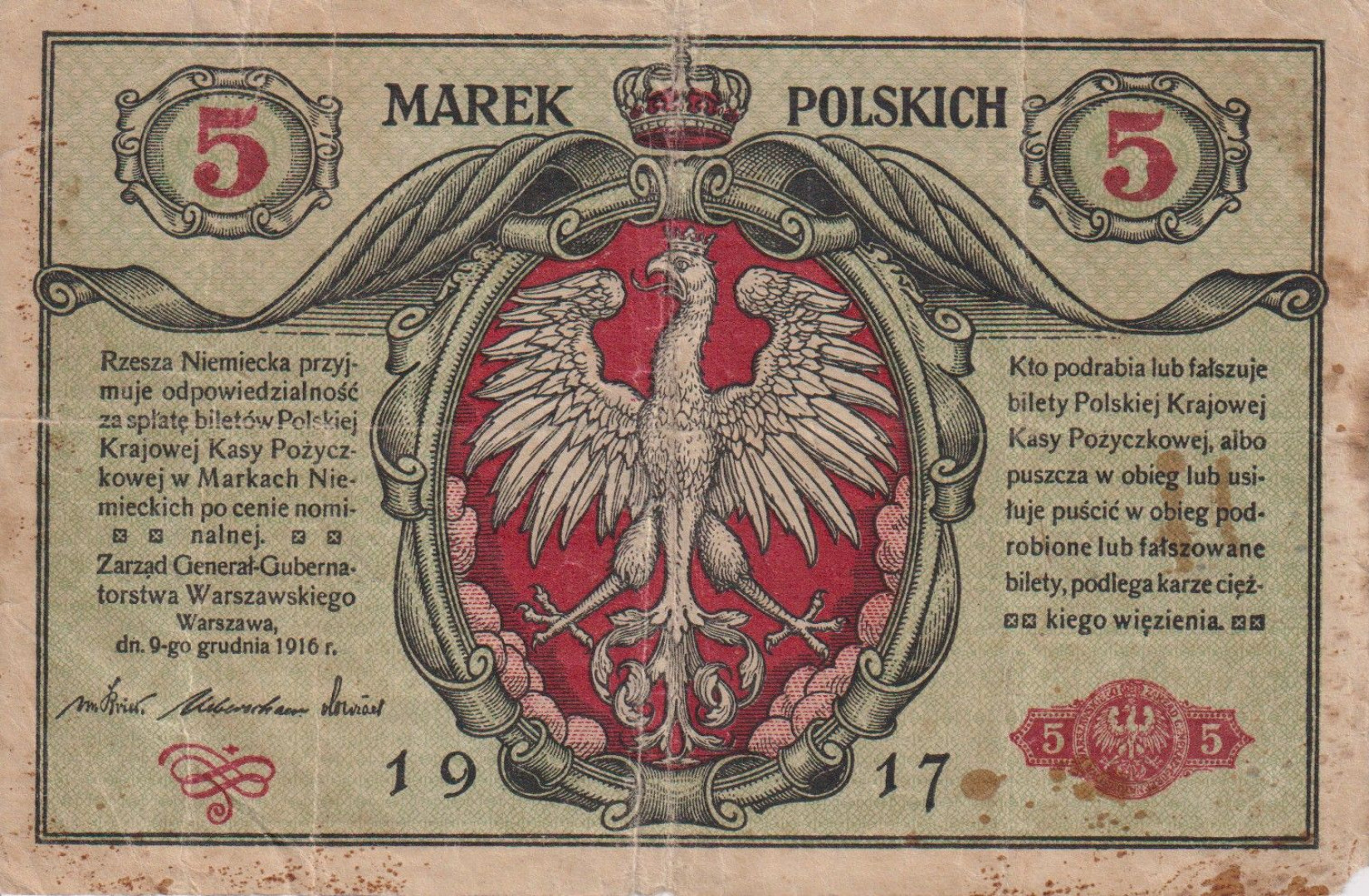 Lengyelország 5 márka 1917.   P 4