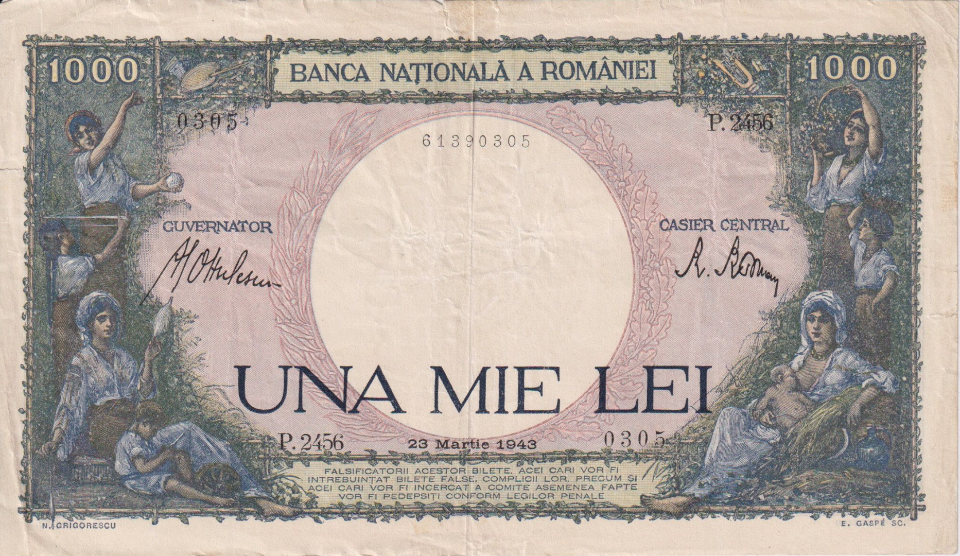 Románia 1000 lei 1943.   P 52