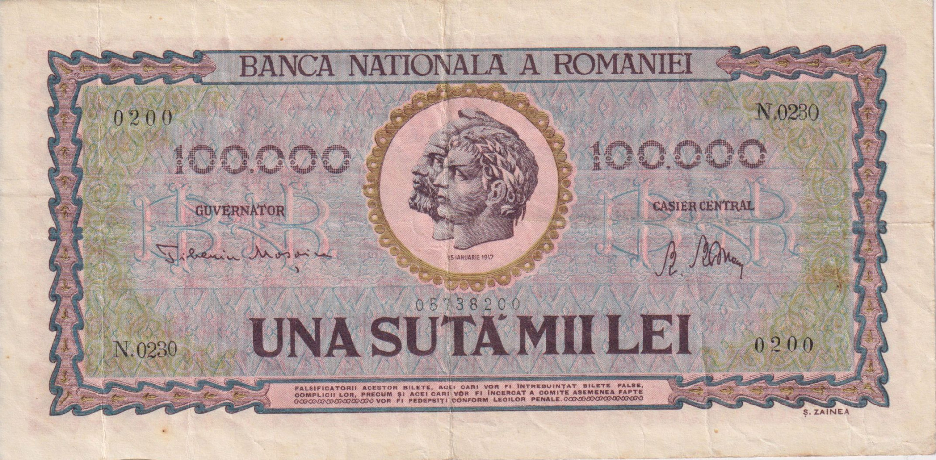 Románia 100.000 lei 1947.   P 59
