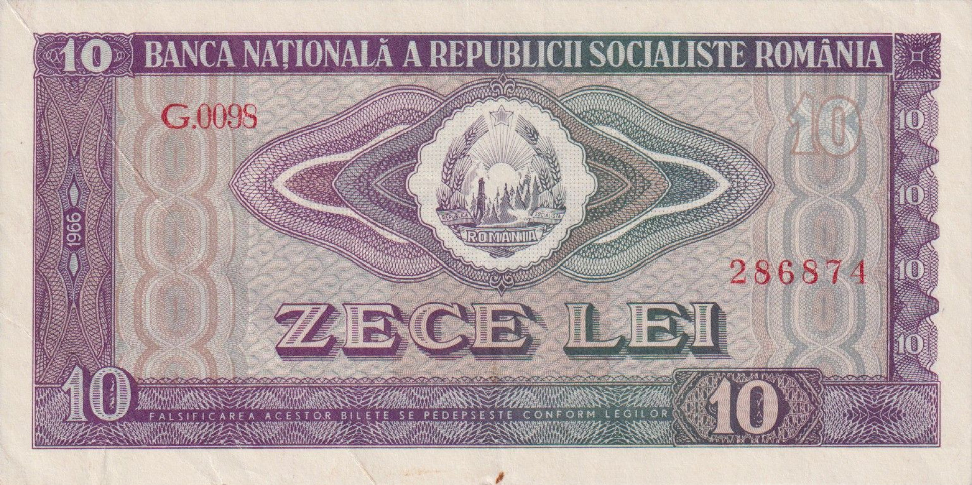 Románia 10 lei 1966.   P 94