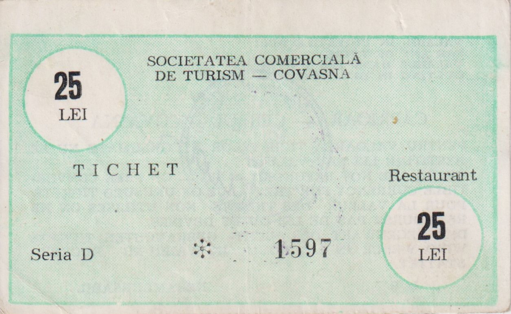 Románia 25 lei tichet Covasna