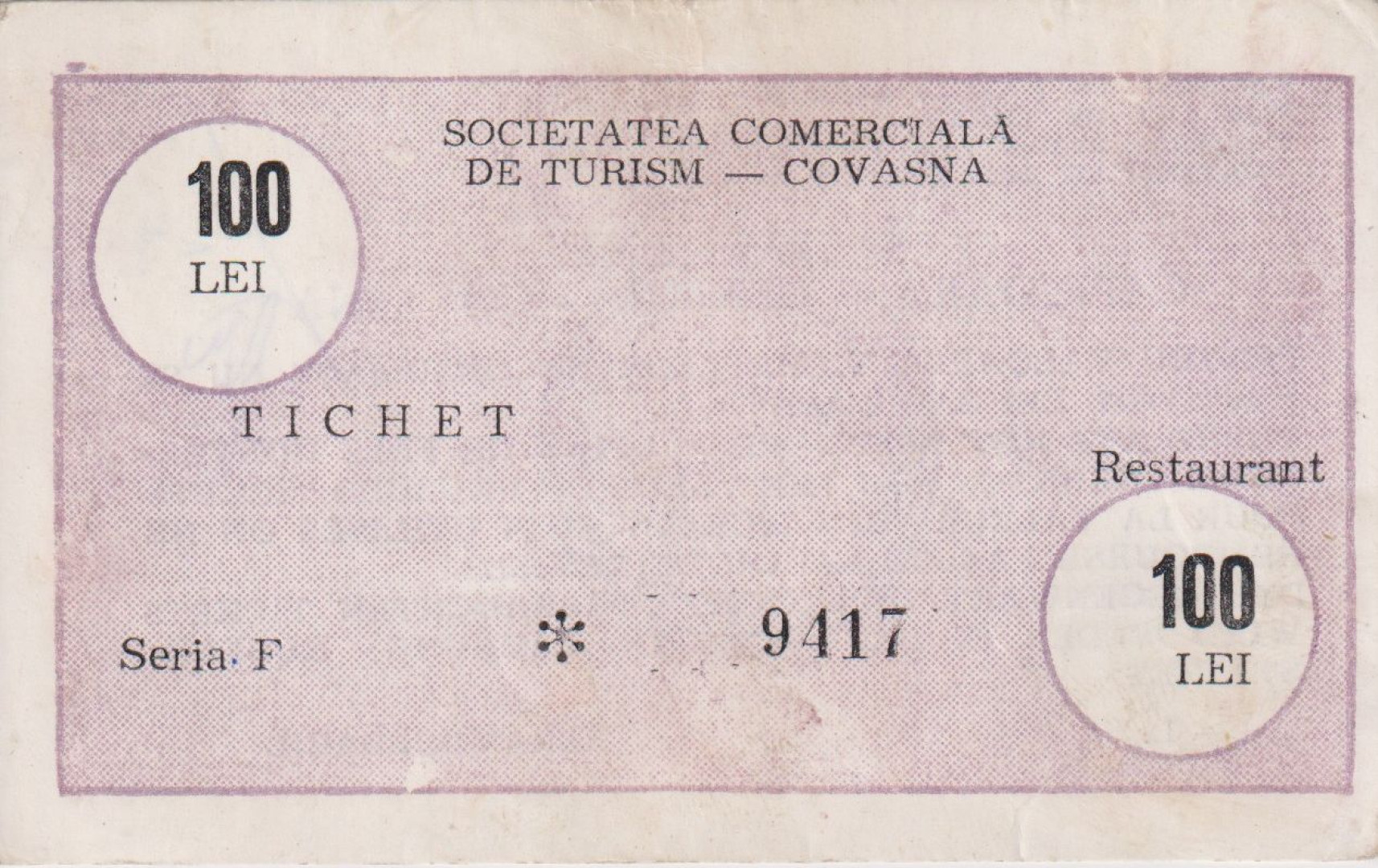 Románia 100 lei tichet Covasna
