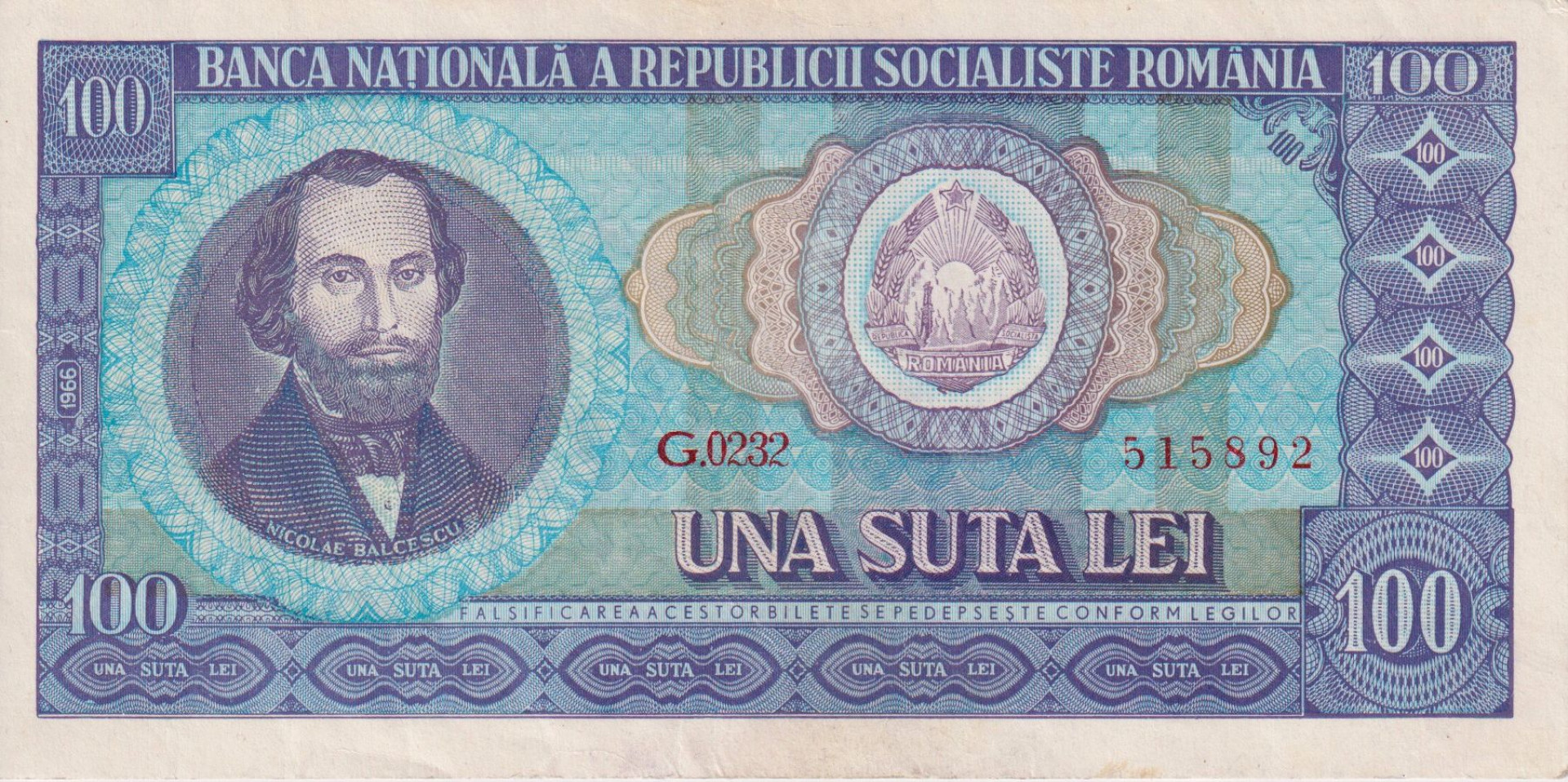 Románia 100 lei 1966.   P 97