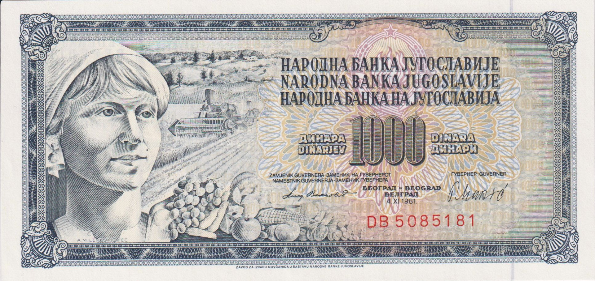 Jugoszlávia 1000 dinár 1981.   P 92