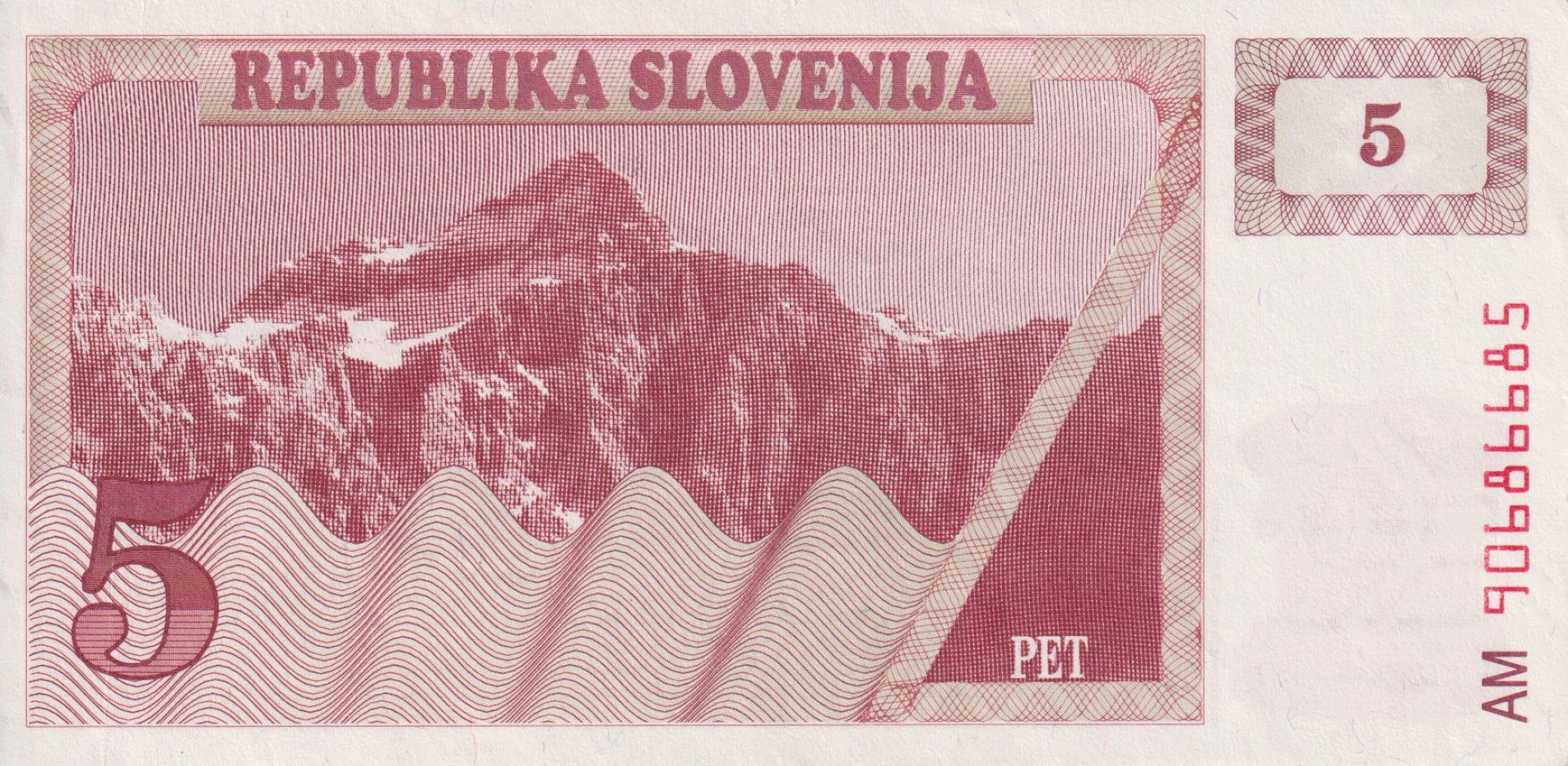 Szlovénia 5 tolarjev 1990.   P 3