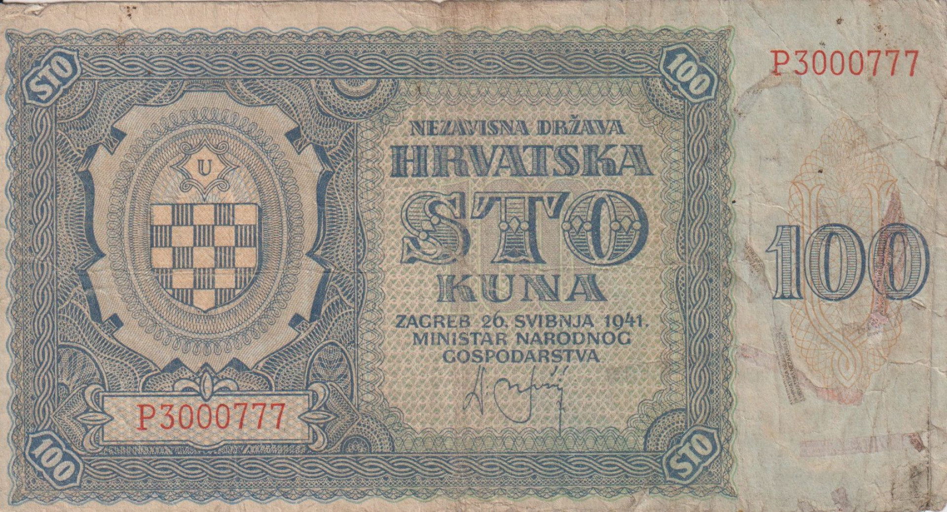 Horvátország 100 kuna 1941.   P 2