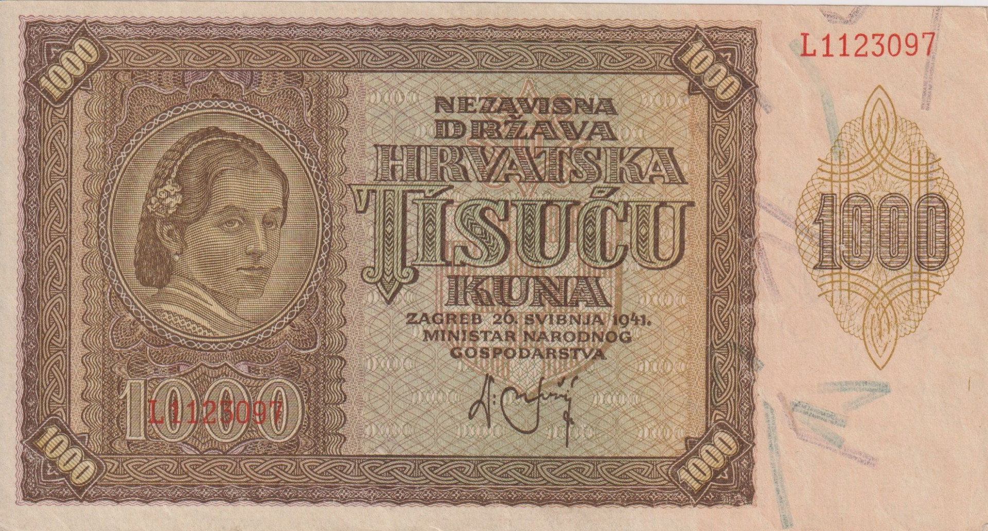 Horvátország 1000 kuna 1941.   P 4