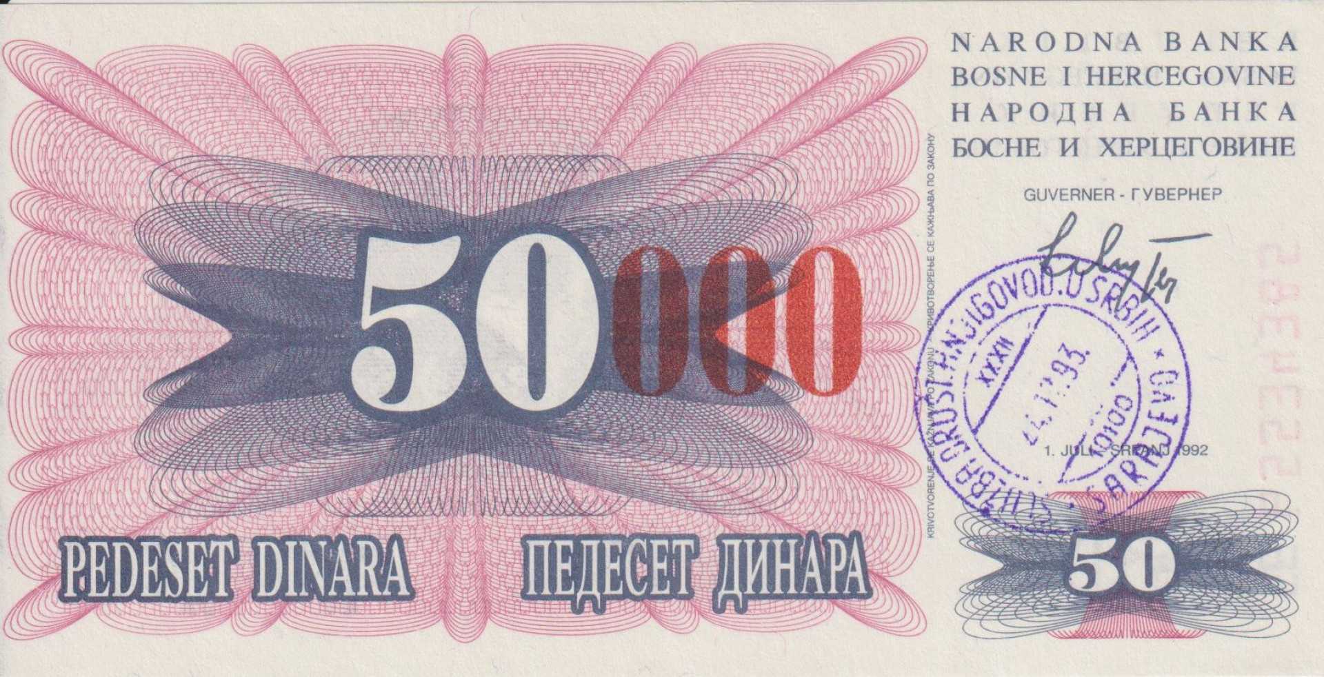 Bosznia-Hercegovina 50.000 dinár 1993.   P 55d