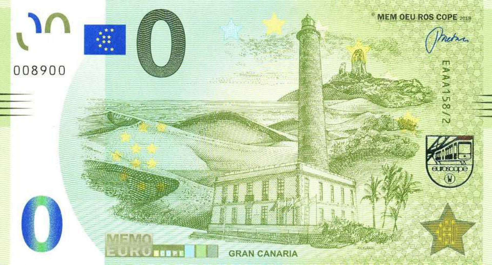 2018. "0"  Euro Kanári-szigetek Emlékbankjegy