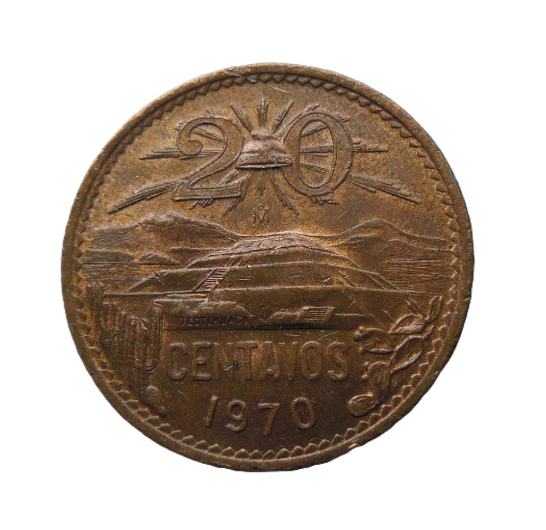Mexikó 20 centavos 1970. Br.