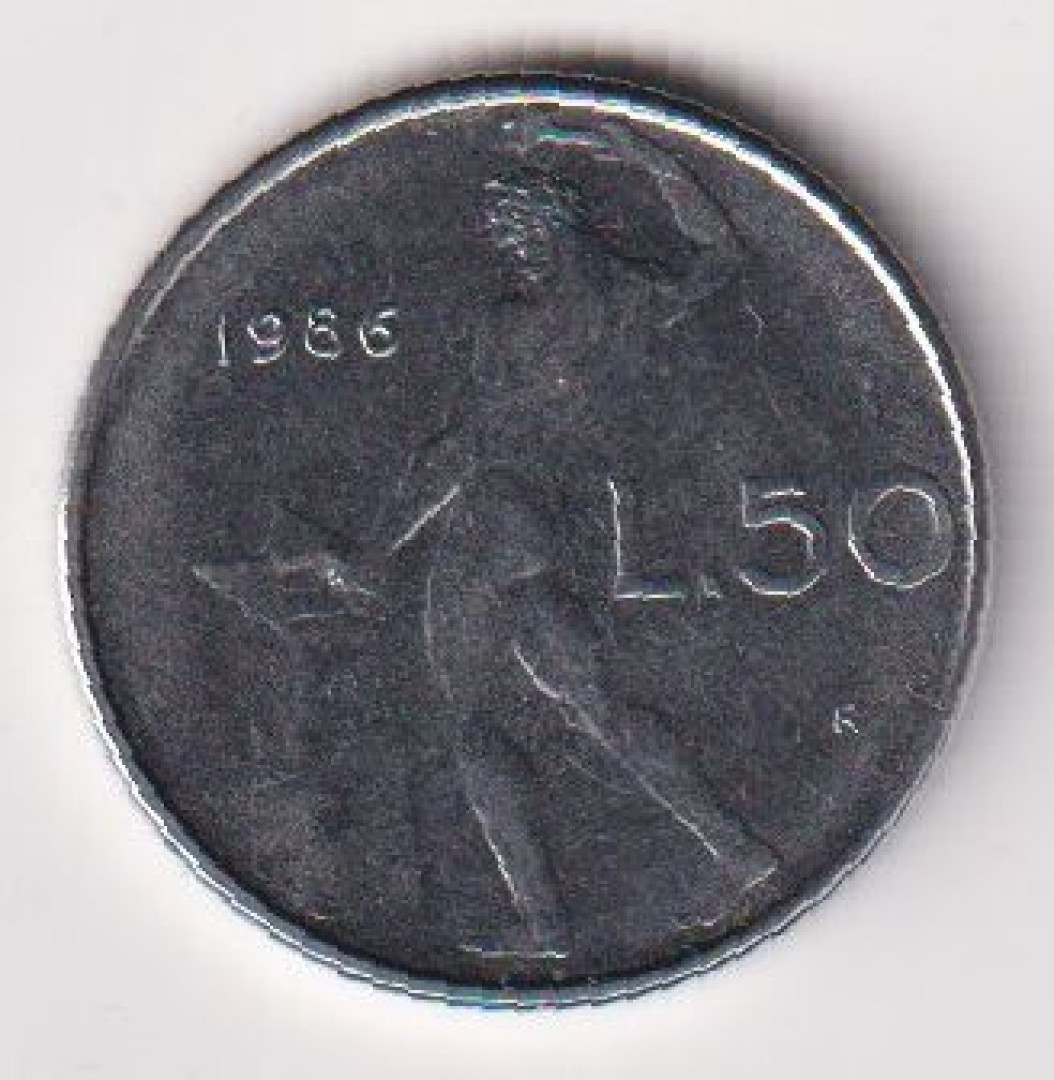 1986. Olaszország 50 lira Ni.