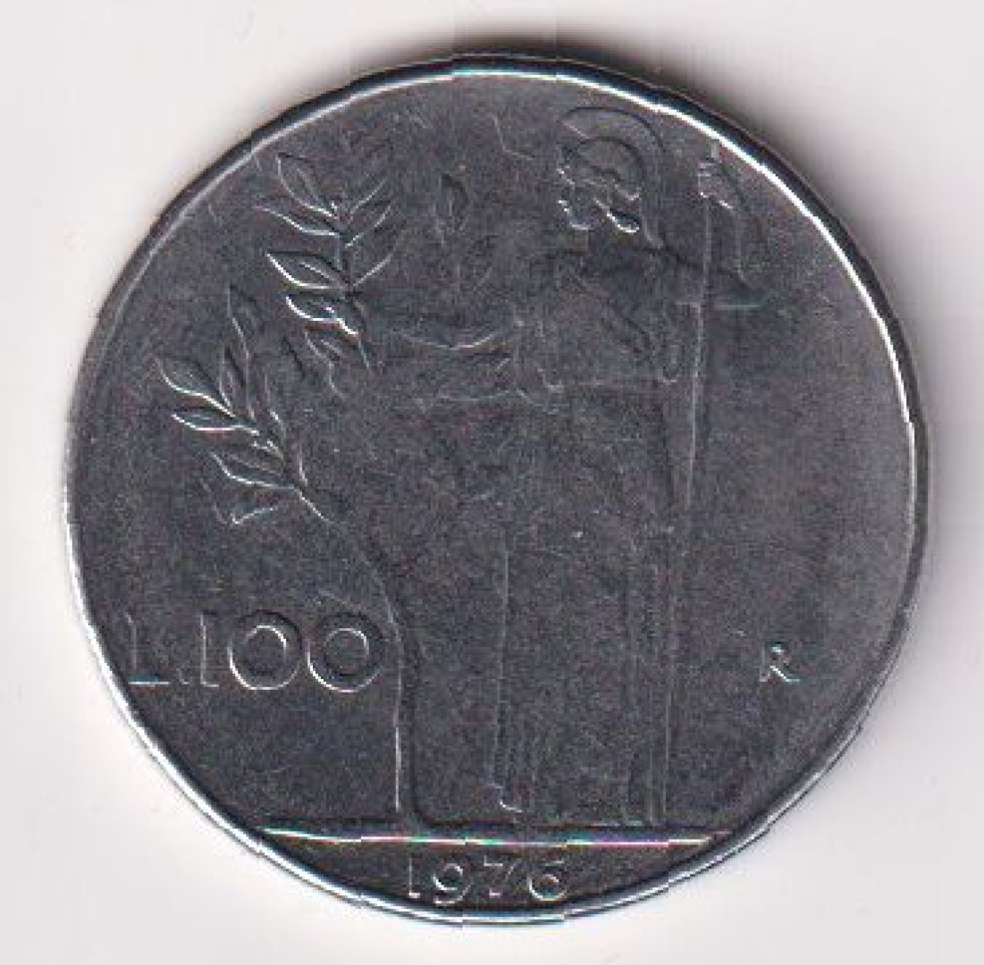 1976. Olaszország 100 lira Ni.