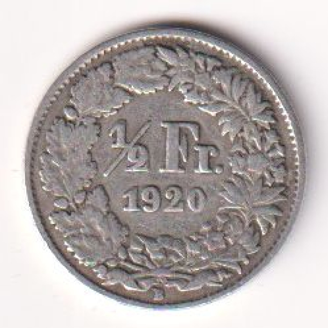 1920. Svájc 1/2 frank  ezüst