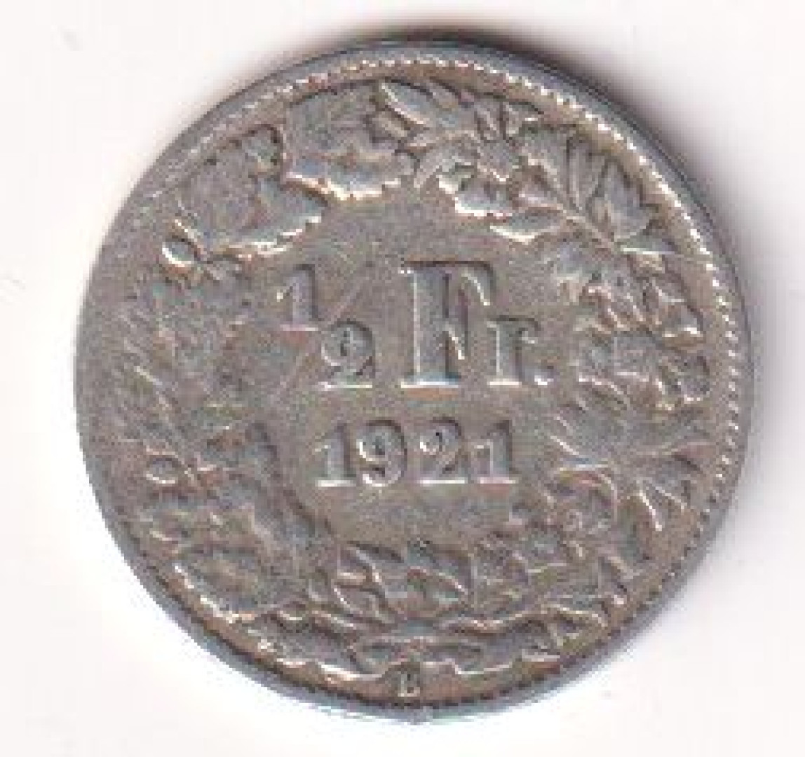 1921. Svájc 1/2 frank  ezüst  1.