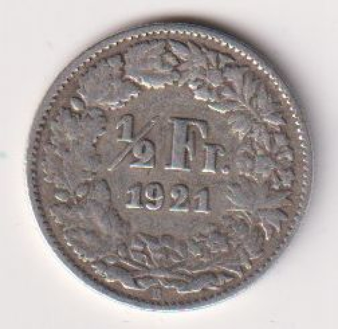 1921. Svájc 1/2 frank  ezüst  2.