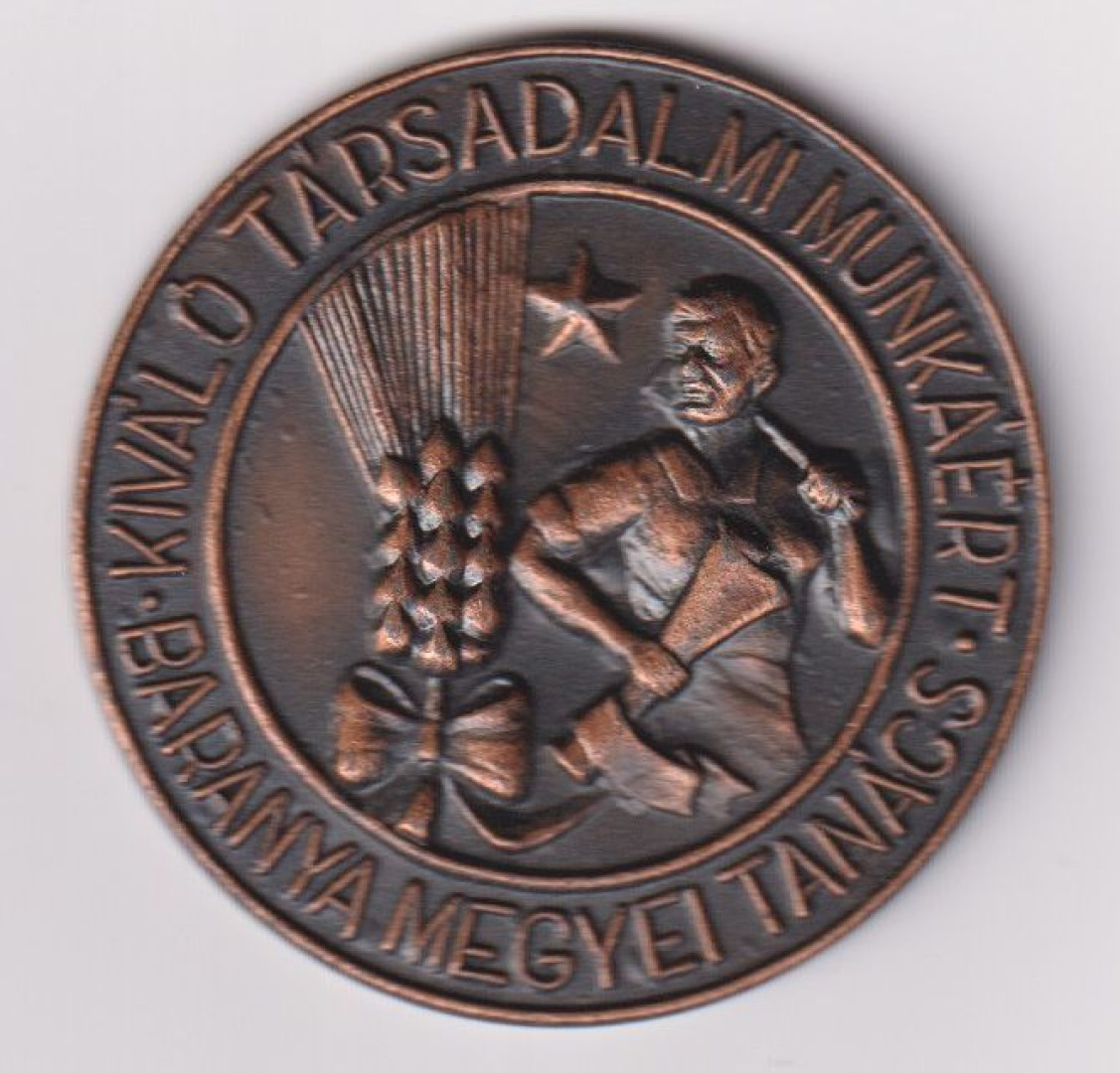 Kiváló Társadalmi Munkáért Baranya M. Tanács Br.50mm