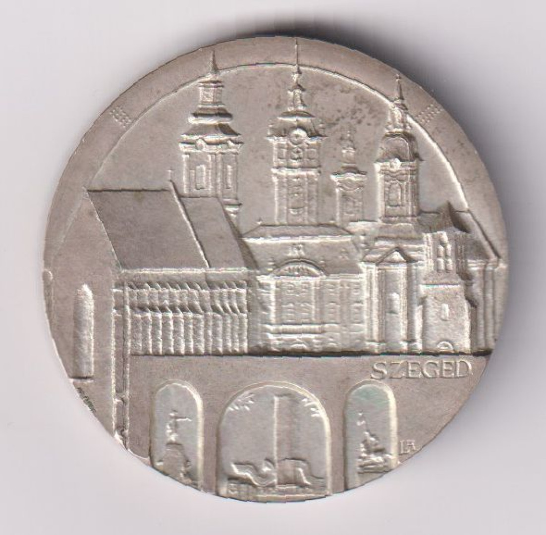 1990. Lapis András: Szeged Tourist érem Ezüstözött 42,5mm
