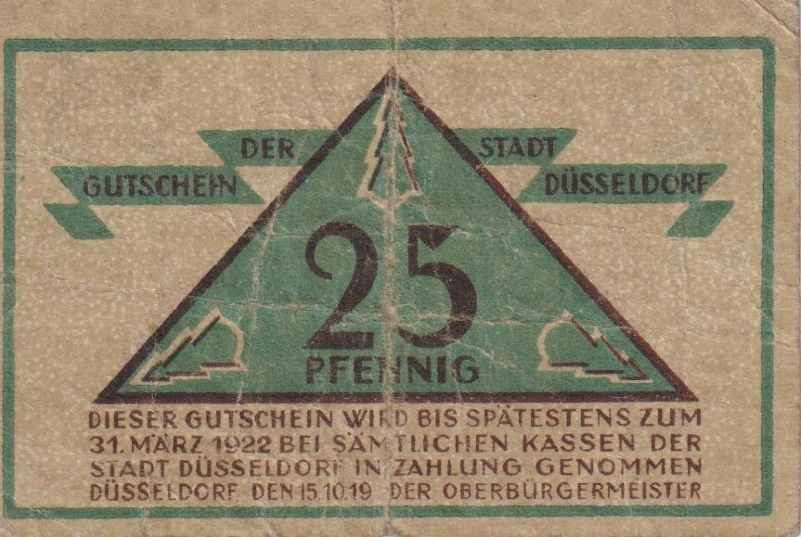 Németország Düsseldorf 25 pfennig 1919.