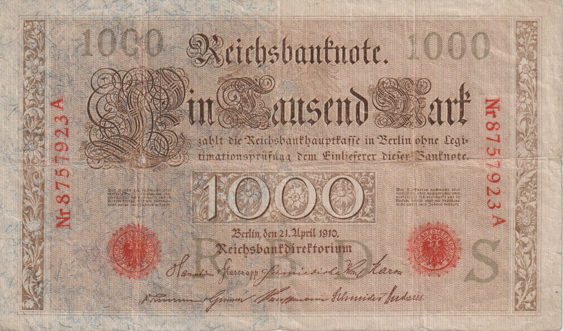 Németország 1000 márka 1910.  P45b