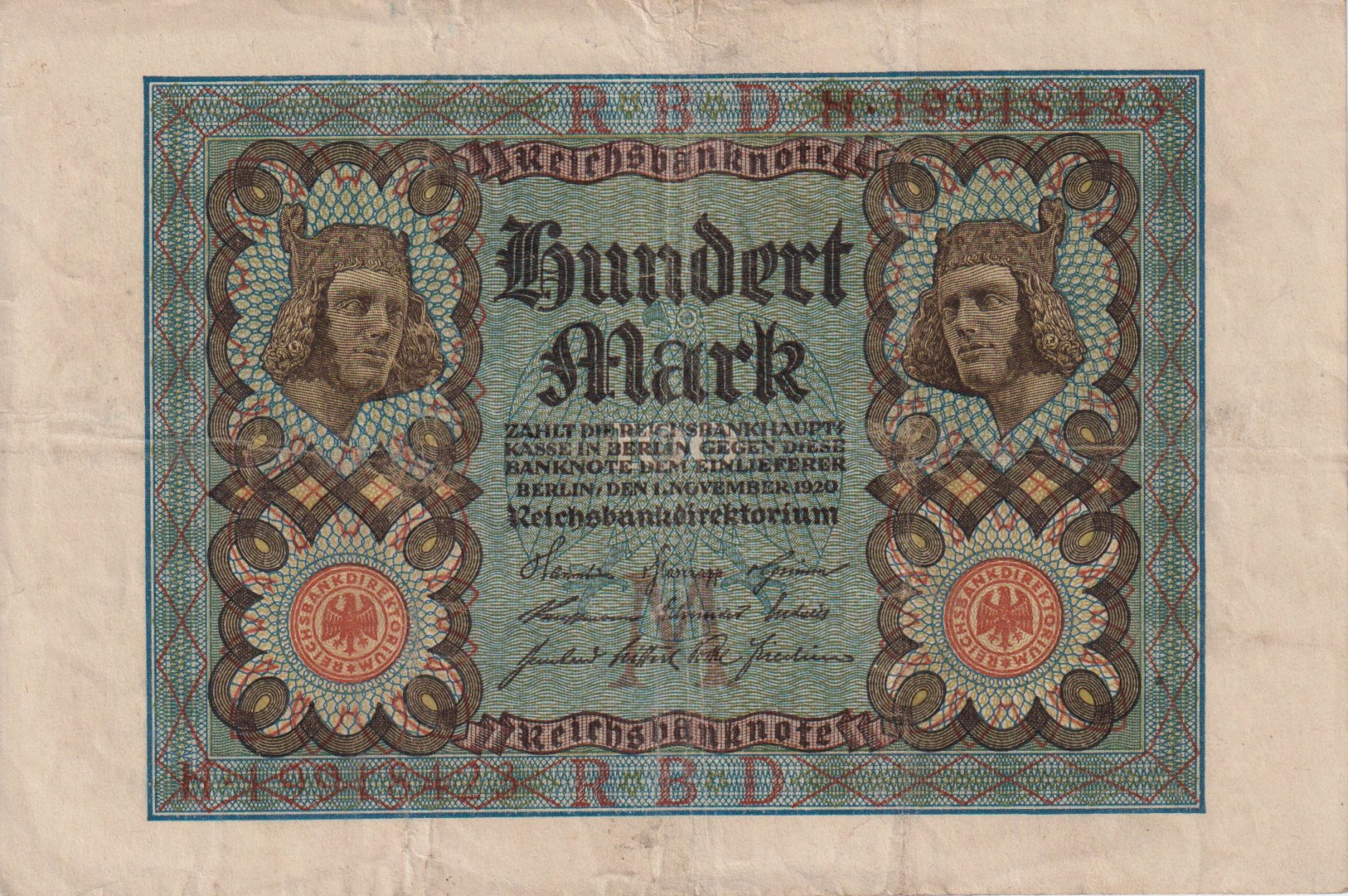 Németország 100 márka 1920.  P69b