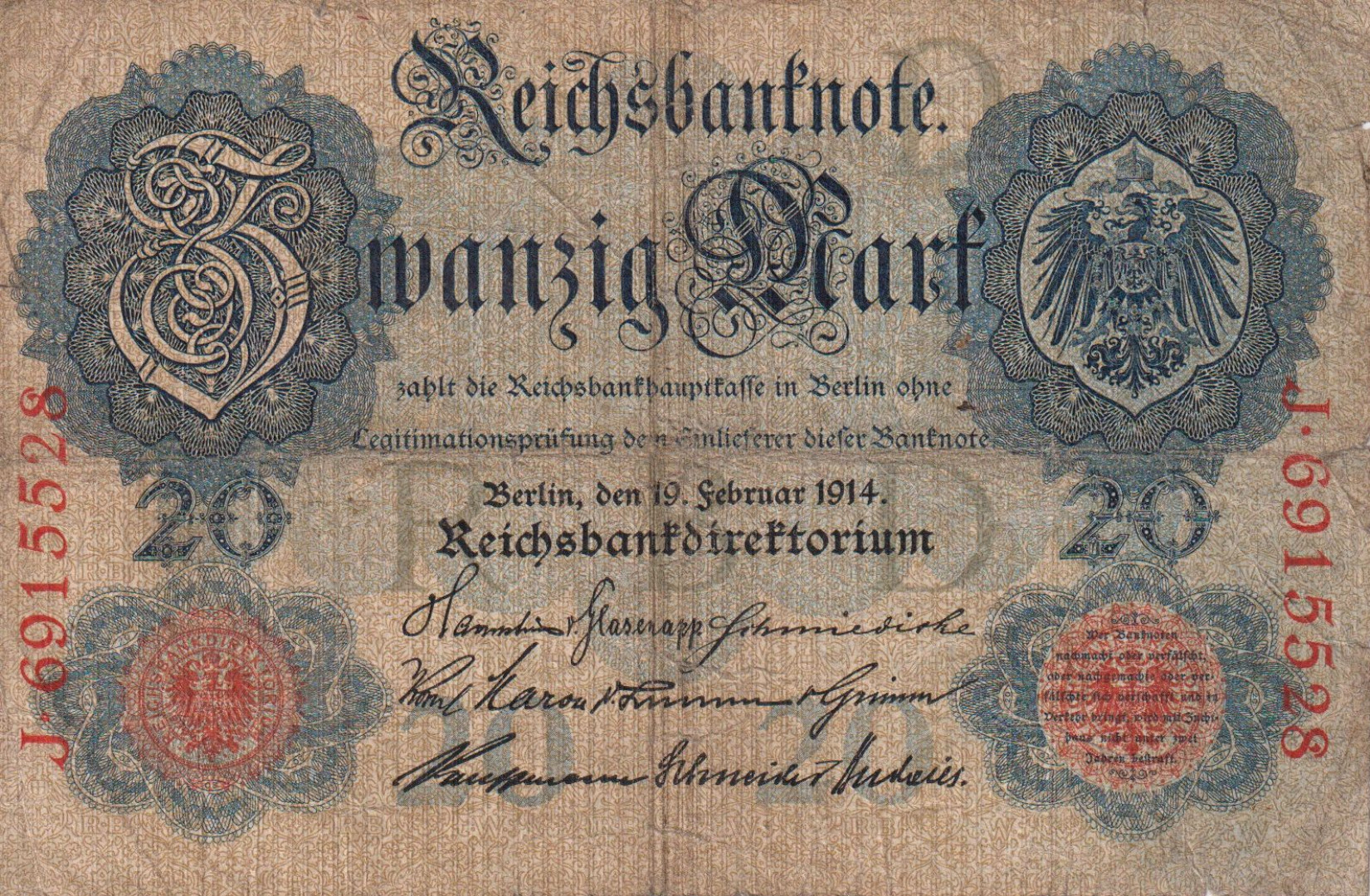 Németország 20 márka 1914.  P48b