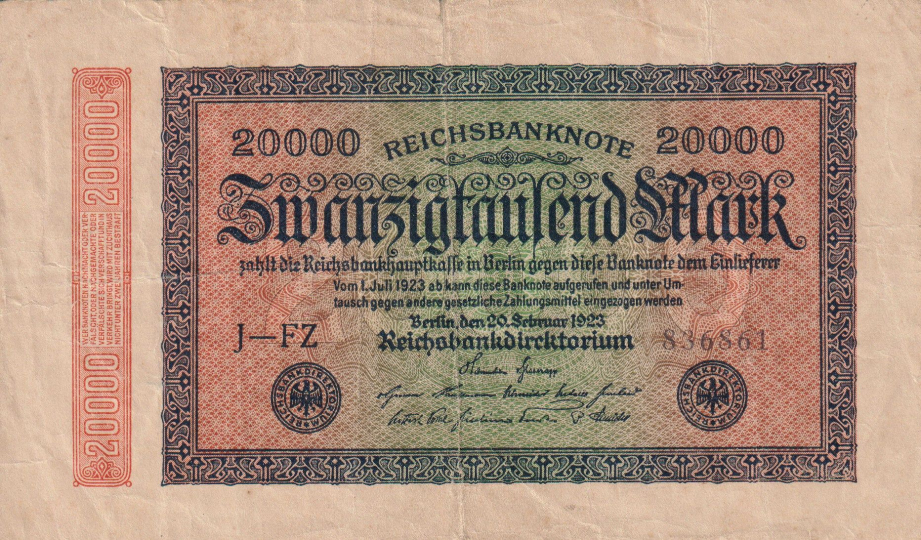 Németország 20.000 márka 1923. J-FZ   P85