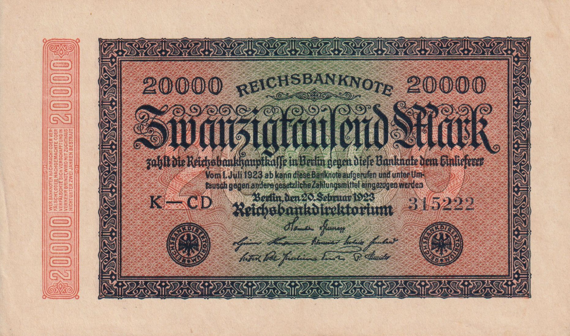 Németország 20.000 márka 1923. K-CD   P85